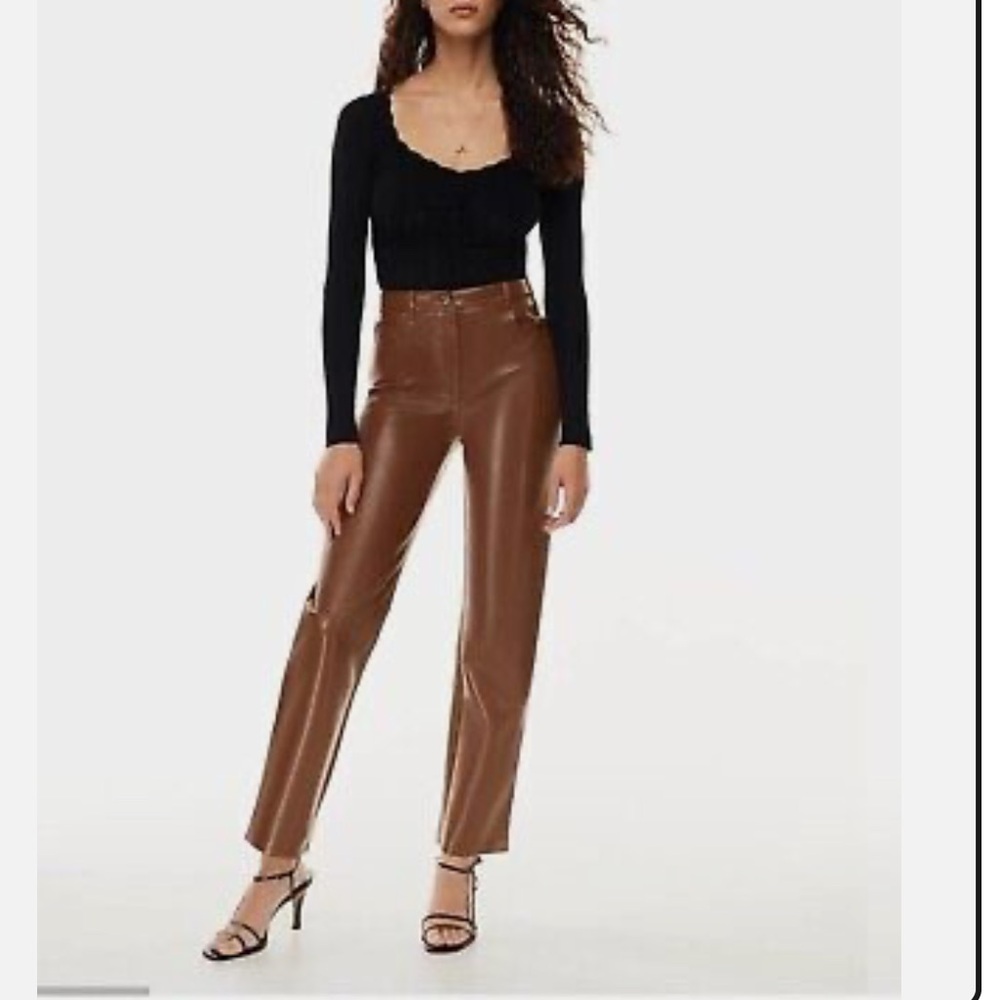 Wilfred Aritzia The Melina Vegan Leather High Rise Straight Leg Pant